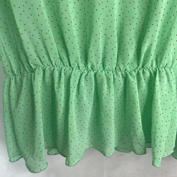 Francescas Collections Vneck Sheer Peplum Waist Polka Dot Blouse Sz MD - Picture 4 of 8